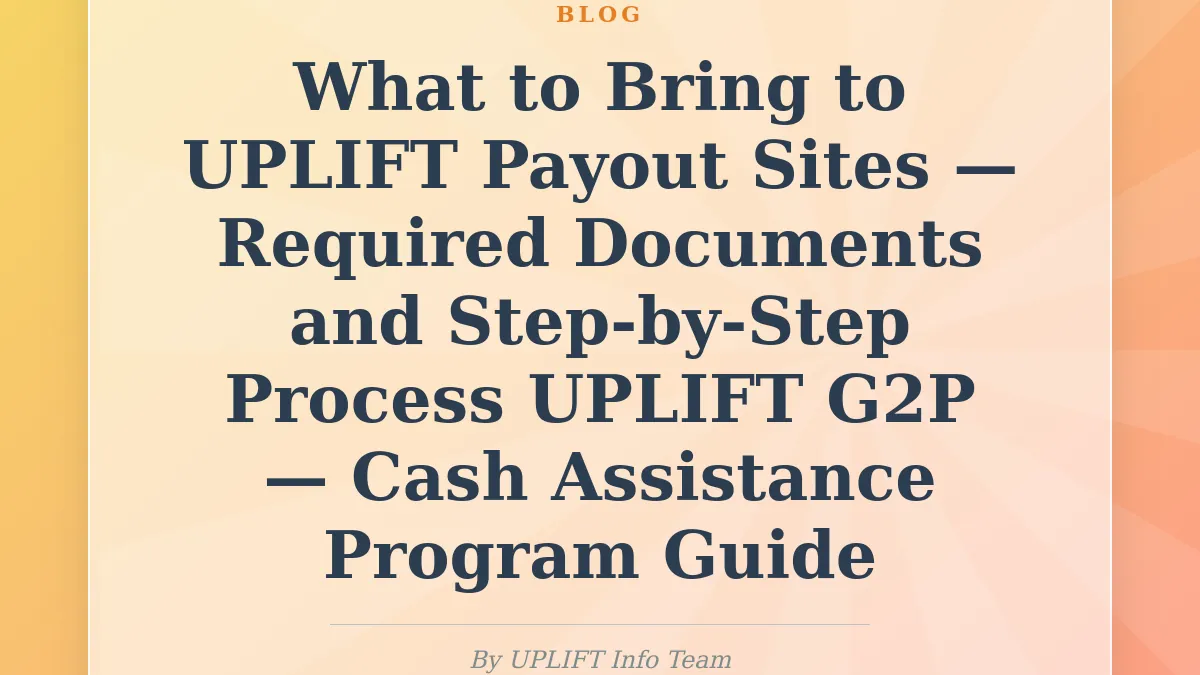 What to Bring to UPLIFT Payout Sites — Required Documents and Step-by-Step Process