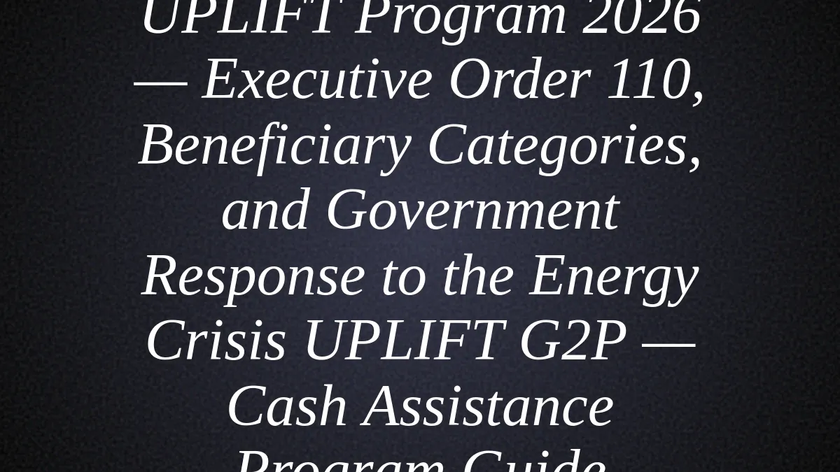 UPLIFT Program 2026 — Executive Order 110, Beneficiary Categories, and Government Response to the Energy Crisis